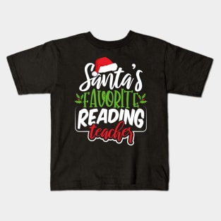 Santa's Favorite Reading Teacher Kids T-Shirt